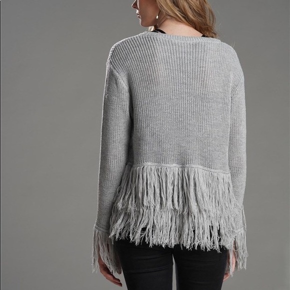 ♦️🆕Gray Tassel Detailed Sweater - Picture 4 of 5